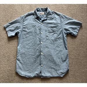 Freenote Cloth Dayton Shirt Mens Sz S Blue Woven Short Sleeve Button Up